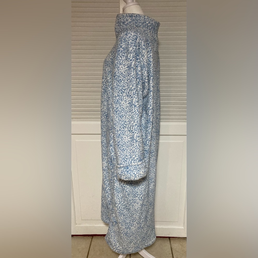 EC Oscar de la Renta Speckled Blue & White Zip-up Duster Size L/XL - Picture 7 of 14